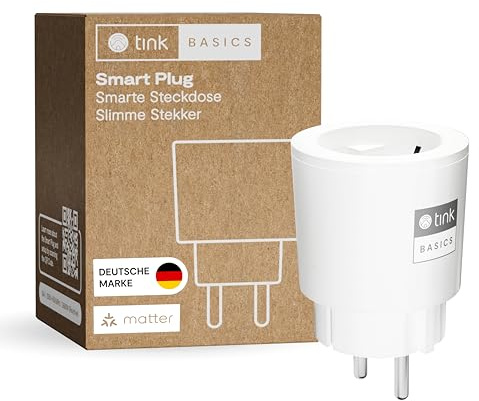 tink Basics Smart Plug, Matter, Smarte Steckdose, WLAN Steckdose, funktioniert mit Sprachsteuerung, Fernzugriff, kompatibel mit Apple Home, Alexa, Google und SmartThings, 16A