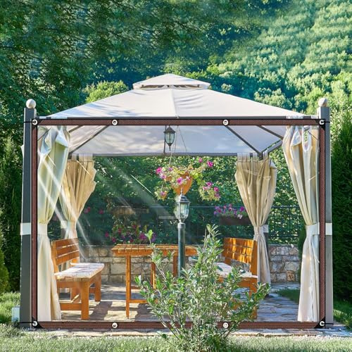Clear Tarpaulin, 3m x 4m Heavy Duty Transparent Tarpaulin Rainproof Reinforced Clear Tarp Cover with Eyelets For Plant Greenhouses, Chicken Coop,Gardens and Balconies