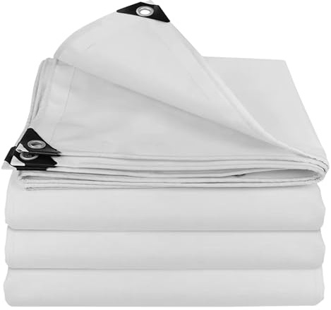 Telone in tela bianca resistente, 2 x 6 m, con occhielli rinforzati, versatile riparo multiuso per uso esterno, impermeabile e resistente alle intemperie.