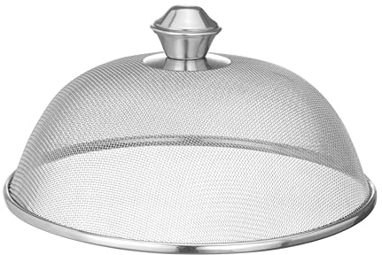 HENDI Cloche Alimentaire ø25,5cm, Couverture en Maille Fine en Inox avec Bouton Supérieur, Couvercle de Protection contre les Insectes pour Cuisine, Fêtes, Pique-Nique et Barbecue, Hauteur 13,5cm