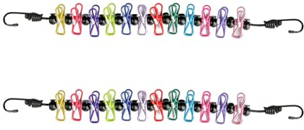 2pcs Travel Washing Line with Pegs,3.5M Portable Clothes Lines,Portable Clothesline Camping Clothes Line,Elastic Clotheslines with 12 Clips,Retractable Washing Line Outdoor Indoor Camping Balcony