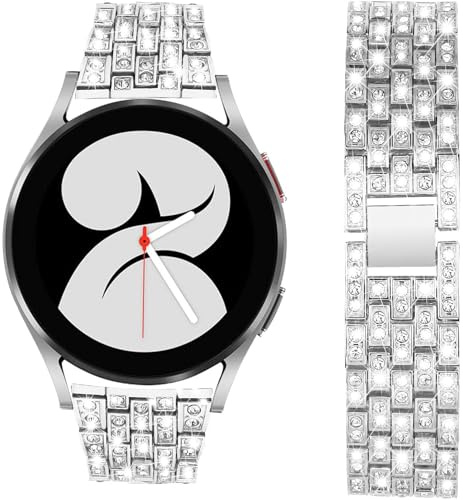 V-MORO Damen Schmuck Armband für Samsung Galaxy Watch 7/6/5/4/FE 40mm 44mm | Elegantes Strass-Design, Edelstahl Metall Ersatzarmband kompatibel mit Watch 6&4 Classic, Watch5 Pro, Active2 & Watch3 41mm