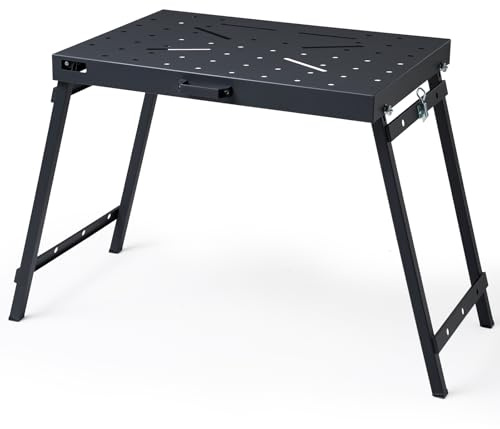 OLBRUS Welding Table Foldable Work Bench, Folding Workbench,1000LBS Capacity Heavy-Duty Welding Workbench with Fixture Holes, Foldable Steel Work Bench for Welding, Assembly & Repair