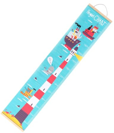 TOYANDONA Nordische Wachstumstabelle Kinder Wandbehang Leuchtturm Motiv Strapazierfähiger Stoff Hängendes Höhenlineal Kinderzimmer Dekoration