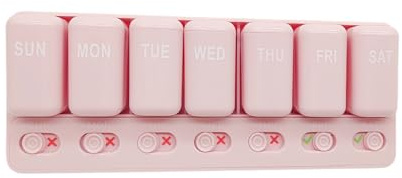 7 dagars tablettbox, veckovis pillerbox 7 dagar daglig läkemedelsorganisering med AM/PM-fack bärbar tablettlåda för resor, handväska tillverkad av ABS