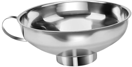 Healifty Embudo de Acero Inoxidable Boca Ancha para Conservas Embudo Metálico Grueso para Mermelada y Aceite Multiusos para Cocina y Frascos Grandes