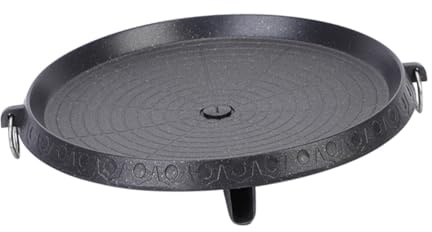 TOYANDONA Non-Stick Barbecue Grill Plate for Gas Stove Outdoor BBQ Pan with Even Heat Distribution Easy-Clean Round Korean-Style Roasting Tray for Camping and Home Barbecue Feasts
