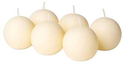 sopomarkt24 6x Kugelkerze creme Ø 75x77mm – Hochwertige Wachskerzen im 6er-Set, Kugelkerze, Premium-Kerzen mit Einzeldocht für Deko & Gemütlichkeit