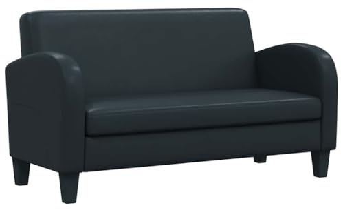 SKTQYQO 2-Sitzer-Sofa aus schwarzem Kunstleder, klassisches elegantes Design für Innenräume mit dicker Schaumstoffpolsterung und Rahmen aus Massivholz, robuste und langlebige Konstruktion,