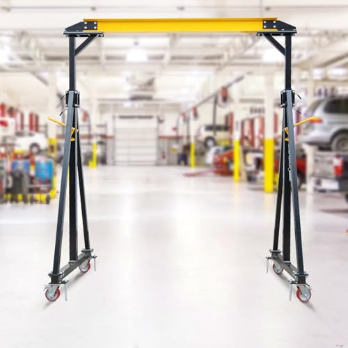 Adjustable Gantry Crane 2 Ton, 4400 LBS Capacity Portable Workshop Hoist, Heavy Duty Steel Gantry Frame with 97 to 141 Height Adjustment for Factories and Warehouses