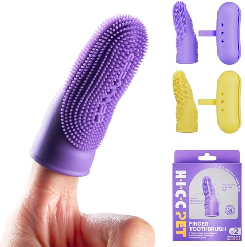 HICC PET Dog Finger Toothbrush 2 Pack, Dual-Sided, 360° Soft Silicone