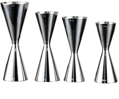 Sileduove Jigger da cocktail bar in acciaio inox con doppia misurazione per miscelazione di precisione, strumento da barista in metallo di grado 304, per uso domestico e professionale (60/90 ml)