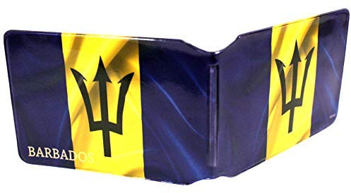 Barbados Flag Credit Card Bus Pass Wallet Slimline Travel Rail Ticket Holder Cover for Oyster Business Zip ID Card - Bifold - Party Bag Gift School Leaver Uni (2X Wallets)