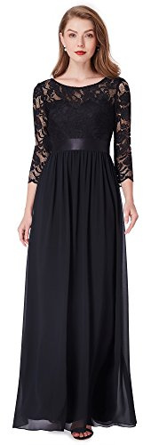 Ever-Pretty Robes de Soirée Femme Empire Manches 3/4 en Dentelle Longue Élégant 07412