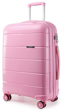 KONO Koffer Groß Leicht Hartschalenkoffer Trolley Reisekoffer mit 4 Rollen TSA Schloss und YKK Reißverlüsse, Polypropylen Rollkoffer für Business Reise Schule (Pink, XL (74cm - 105L))