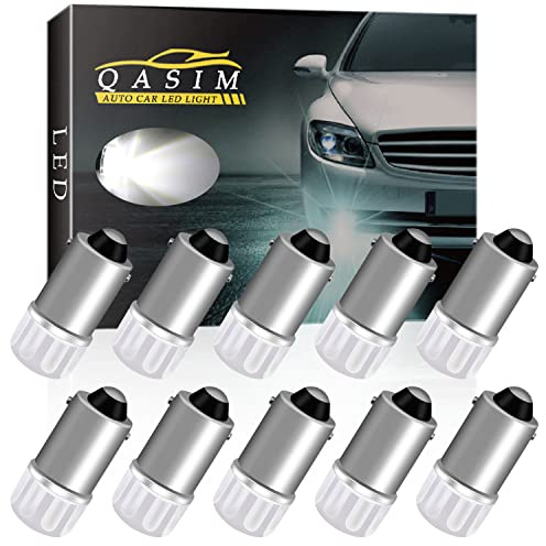 Qasim 10Pcs T4W BA9S 53 57 1895 64111 3030 1W 1SMD 1-LED RV Car Front Side Marker Indicator Interior Reverse Corner Light LED Bulb 12V DC White