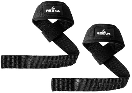 Reeva Lifting Straps mit Polsterung – Gewichthebe-Straps Schwarz, Powerlifting & Fitness Trainingsgurte für Krafttraining & Gewichtheben