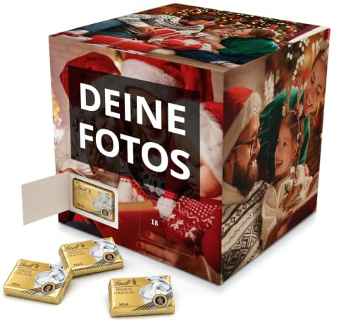 PhotoFancy - Würfel Adventskalender mit eigenen Fotos gestalten - Adventskalender Würfel mit Schokolade und Fotos personalisieren