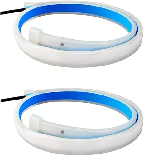 Baceyong 2 strisce luminose a LED, ad alta luminosità, per luci di marcia diurna, indicatori di direzione, adatte per auto, SUV, camper, furgoni, camion,Blu e ambra