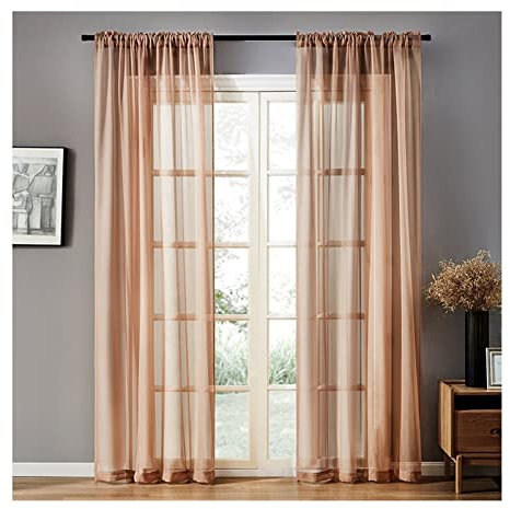 Aotiwe Gardine für Schienensystem, Gardinen Wohnzimmer Modern Einfarbig Braun Polyester 2 Stücke 137X244cm