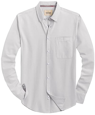 Alimens & Gentle Ag-xxcs-jm02 herrskjorta med knappslå (1 styck) | 4-vägs stretch, skrynkelfri, andningsbar, solid, formell, business casual, kontorsarbete, intervju, bröllop