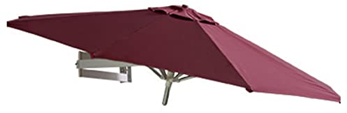 LBONG Aluminium Sonnenschirm für Balkon, Wandmontage Gartenschirm mit Metallmast Terrassenschirm Balkonschirm Ampelschirm(220cm/7.2ft,Burgundy)