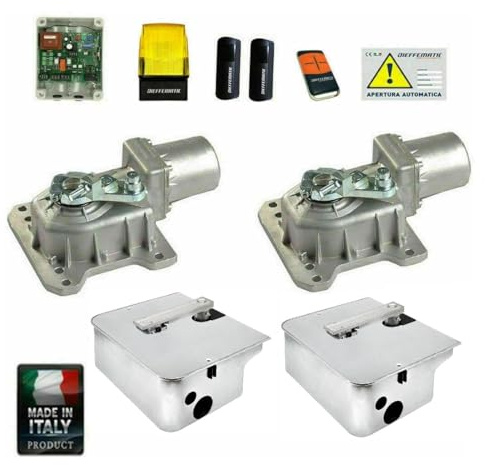 KIT CROMO MOTORE PER CANCELLO A BATTENTE 230V INTERRATO CON 2 CASSE INOX