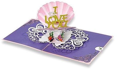 paperdora® 3D Pop-Up-Karte „Liebe“ mit Umschlag und Wachssiegel - Karte Glückwunschkarte Grußkarte Geschenkkarte Geschenk Gutschein