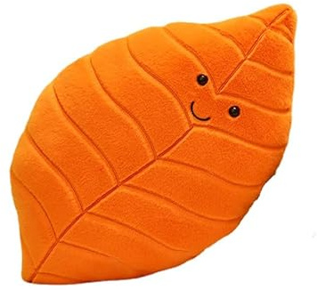 ALOEU Coussin en peluche à motif de feuilles d'érable et de ginkgo pour décoration d'intérieur et de canapé (F)