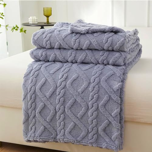 VANJOROY Fleece Blanket Large Throw for Sofa and Bed,400 GSM Lightweight Blanket, 100% Microfiber Fuzzy Soft Warm Cozy Fluffy Wool Throw for Chair,Couch,Travel.. (200×230cm, Blue Grey)