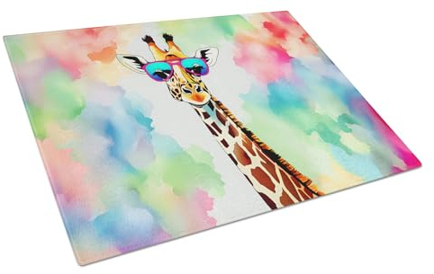 Caroline's Treasures DAC3985LCB Hippie Animal Giraffe Glass Cutting Board Decorative Tempered Glass Kitchen Cutting and Serving Board Large Size Chopping Board