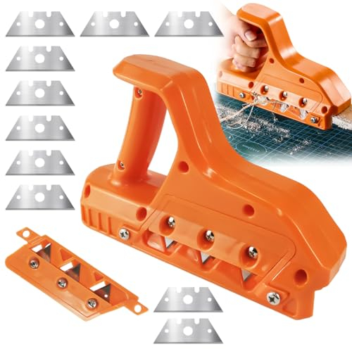 Gipskarton Schneider mit 10 Klingen, Handhobel zum Schneiden von Gipskartonplatten, Kantenhobel für Gipskarton, Rigips Werkzeug Kantenhobel, mit 45 ° und 60° Handhobel, für Korkplatten, Gipskarton