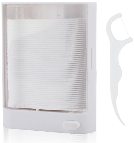 Dispenser Portatile per Filo Interdentale, 200 Pezzi Filo Interdentale Forcella, Bastoncini, Espulsore Automatico in Una Scatola per la Pulizia dei Denti Igiene Orale Alito Fresco