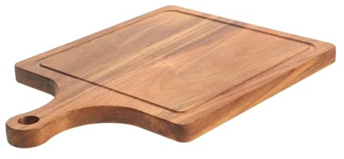 Ciieeo Tagliere in Legno Con Manico 29x20x1,5 Cm Utensile Da Portata in Legno Per Pizza Salumi Formaggi Vassoio Per Snack Tavola Rettangolare Per Cucina Casa e Caffetteria