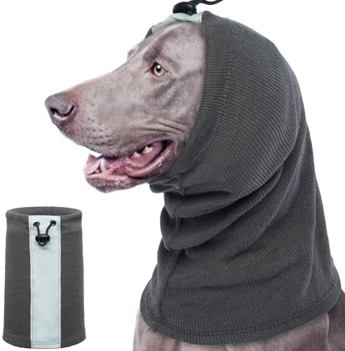 Snood Cache Cou et Oreilles pour Chien - Protection Auditive Contre Le Tonnerre et Le Bruit - Cache-Oreilles (Gris, L)