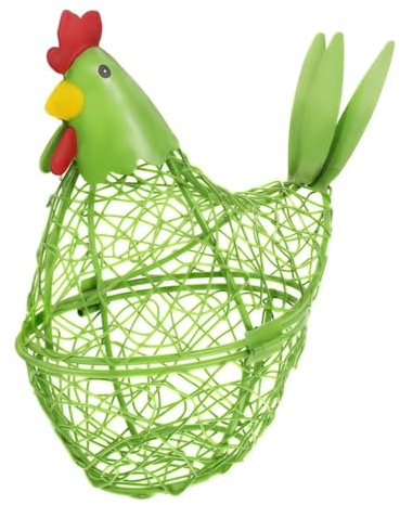 HYKJCSS Huevera Gallina Cesta para Huevos, Cestas para Huevos De Alambre De Metal, Organizador De Granja para Huevos, Frutas, Decoración De Cocina Hueveras(Grün)
