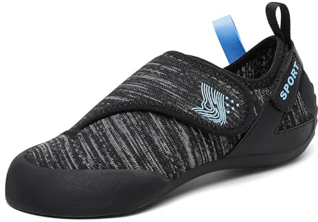 ZHENSI Chaussures d'escalade Femmes Chaussures d'escalade pour Débutants Chaussures Légères pour Enfants en Salle,Noir,35 EU