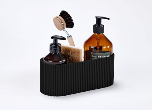 bettermalin Design Spülbecken Organizer aus nachhaltigen Materialien, ästhetisch designt, gefertigt in Deutschland, Küchen Organizer stylish, nachhaltig, funktional (Schwarz, Medium)