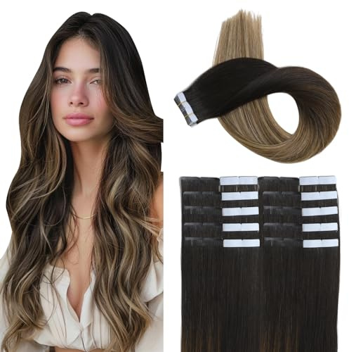 XDhair Tape Extensions Echthaar 40cm Extensions Echthaar Haarverlängerung Echthaar