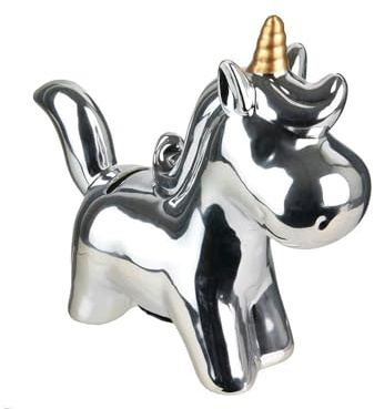 Spardose Einhorn Chrom Reflexe / Farbe wählbar: Rosa, Blau, Weiß (Silber)