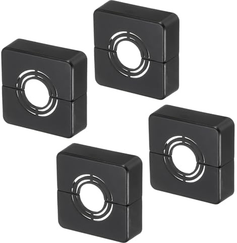 sourcing map 4pcs Shower Arm Flange 60mm/2.4 OD Escutcheon Plate ABS Square Plumbing Cover Plates for 20mm/0.8 Dia Water Pipe Faucet Decoration Accessories, Black