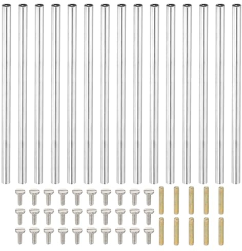 PATIKIL 120mm (4,7) Runde Hülsenmutter Kupplungsmuttern-Set, M4 Gewindehülse Stangen-Hardware mit vollständigem Gewindestab-Schlitzschraube für Lampenmodell-Möbel-DIY-Reparaturteil