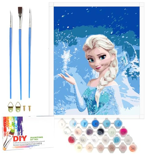 Lixkuokuo Frozen - Pintura por números para adultos, jóvenes, principiantes y niños a partir de 6 años, 40 x 50 cm, grande, dibujos animados, anime, princesa, juego de manualidades con lienzo