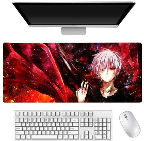 Xinnice Tokyo Ghoul Anime Mauspad Kaneki Ken XXL-Mauspad Kirishima Tōka Wasserdicht rutschfest Mauspad Kamishiro Rize Schreibtischunterlage 900 x 400