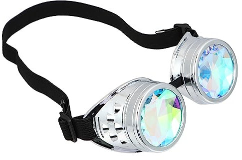 Holibanna Steampunk Kaleidoskop Brille Mit Farbwechselnden Ac-gläsern Und Pc-rahmen Winddichte Festival-goggles Mit Regenbogen-effekt Unisex Raver Accessoire Für Karneval Cosplay Party Und v