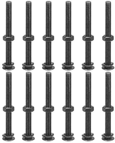 QUARKZMAN Boulons À Tête Ronde Et Collet Carré M6x65mm Noir 12Ensemble | Avec Écrous Et Rondelles, 304 Acier Inoxydable
