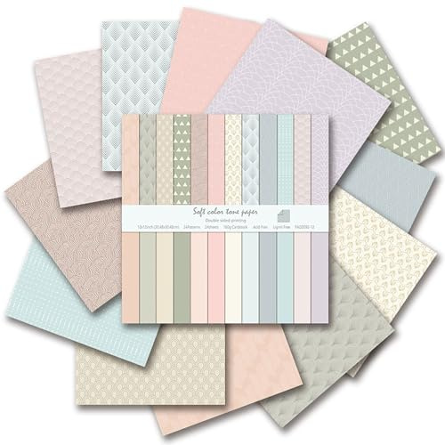 24 Sheets Boho Pattern Paper Set, 12x12 Scrapbook Paper Double-Sided Cardstock Scrapbooking DIY Holiday Photo Album Crafts Origami Art Background Decorative Card Making, 24Designs/160Gsm (C)