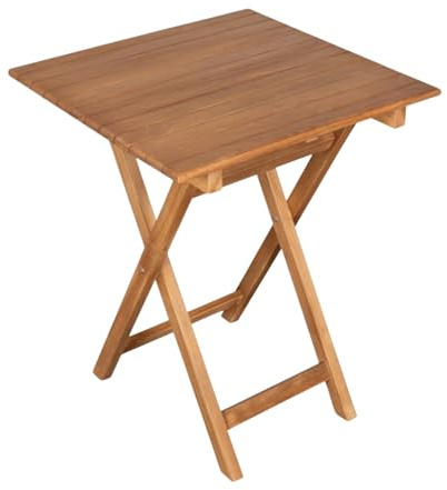 MR. DEKO Gartentisch Porton Teak Holz 60x60 cm | Balkontisch Wetterfest Massivholz | Outdoor Tisch Klein | Kleiner Gartentisch Holz | Terrassentisch Balkon | Gartentische Klappbar Teakholz