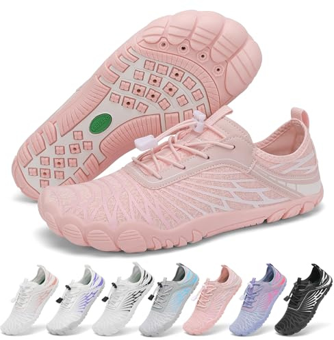 SAGUARO Barefoot Zapatillas Mujer Escarpines de Agua Secado Rápido Zapatos Minimalistas Ligeras Calzado Descalzos con Puntera Ancha, Rosa, 38 EU