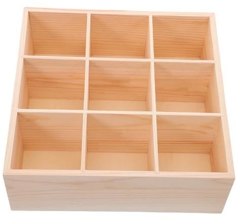 GARVALON Organizzatore Divisori Regolabili per Cassetti in Legno 9 Scomparti Facile da Usare Contenitore Multifunzionale per Cucina e Ufficio